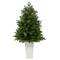 3.5ft. Pre-Lit Washington Fir Artificial Christmas Tree In Tower Planter, Clear Lights